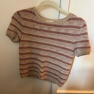 Alice + Olivia summer pink and beige striped sweater small